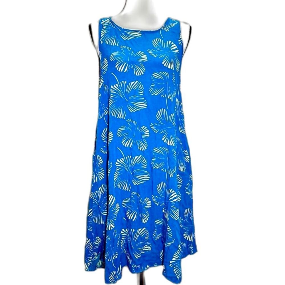 Secret Beach Hawaii Handmade Sundress with Abstract Plumeria Block Print OSFM